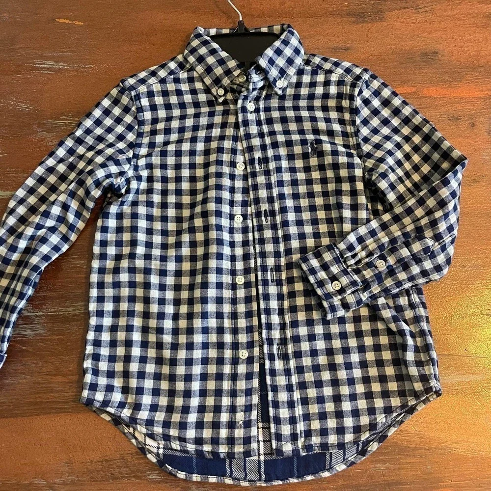 Ralph Lauren BOYS Button Down Plaid Shirt Size 5